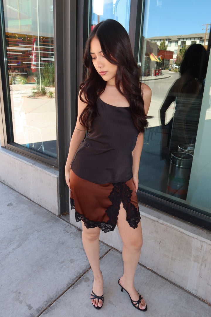 Alfonzo Lace Hem Mini Skirt