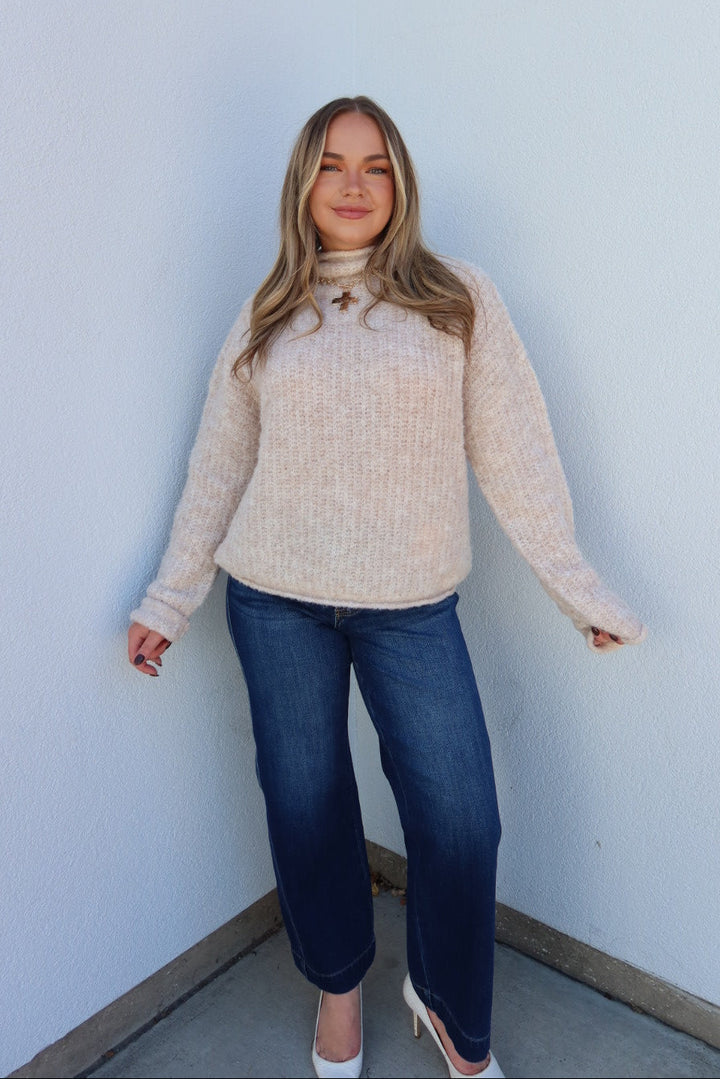Senzo Mockneck Knit Sweater - Oatmeal