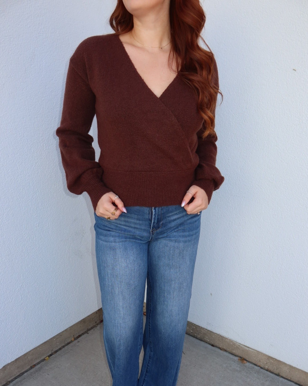 Rylie V-Neck Sweater - Brown
