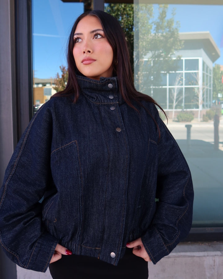 Fiona Boxy Denim Bomber Jacket
