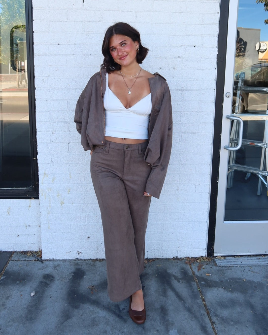 Mojave Faux Suede Wide Leg Pants