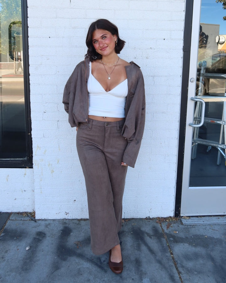 Mojave Faux Suede Wide Leg Pants