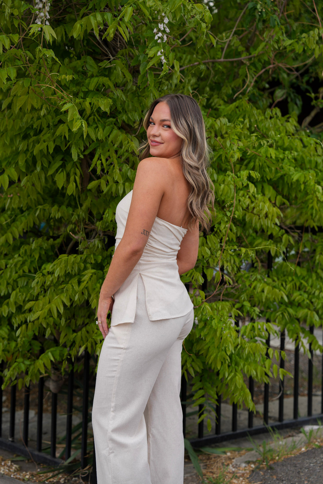 Linen Blend Strapless Tube Top