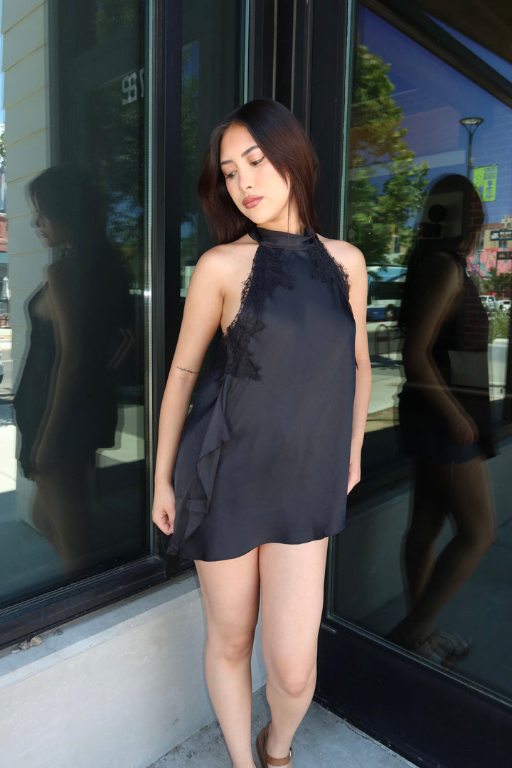 The Noir Lace Halter Top