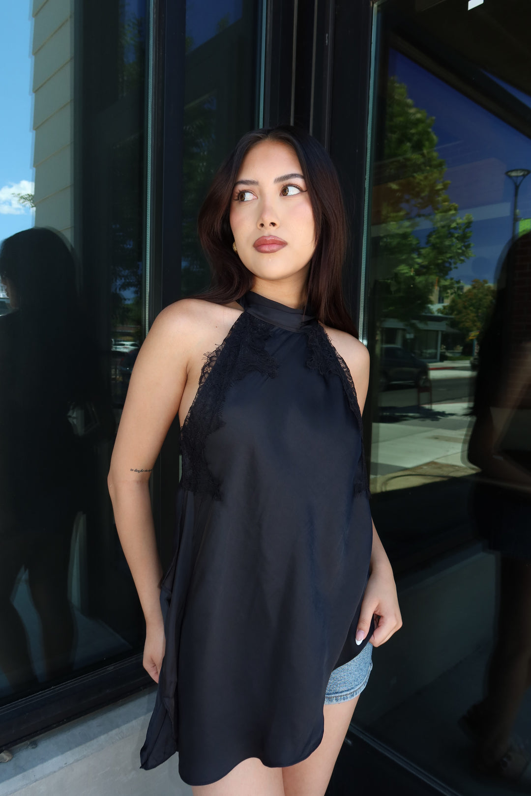 The Noir Lace Halter Top
