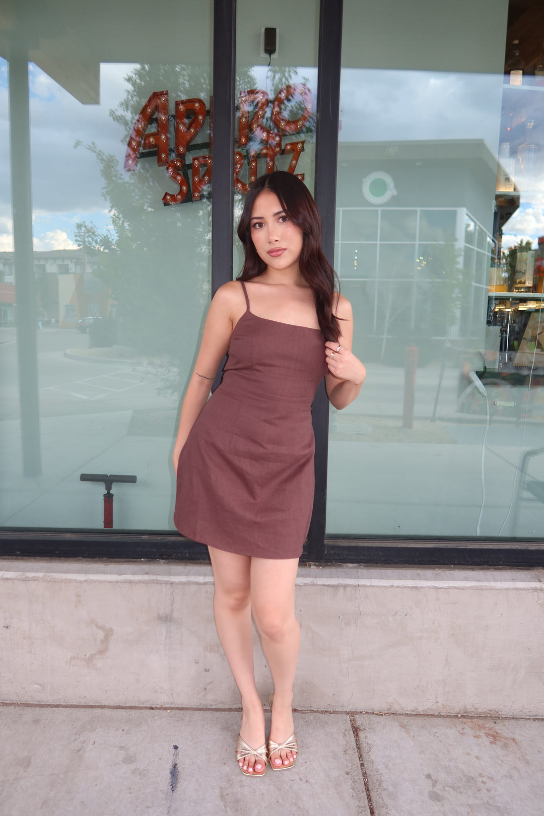 The Cocoa Linen Slip Mini Dress