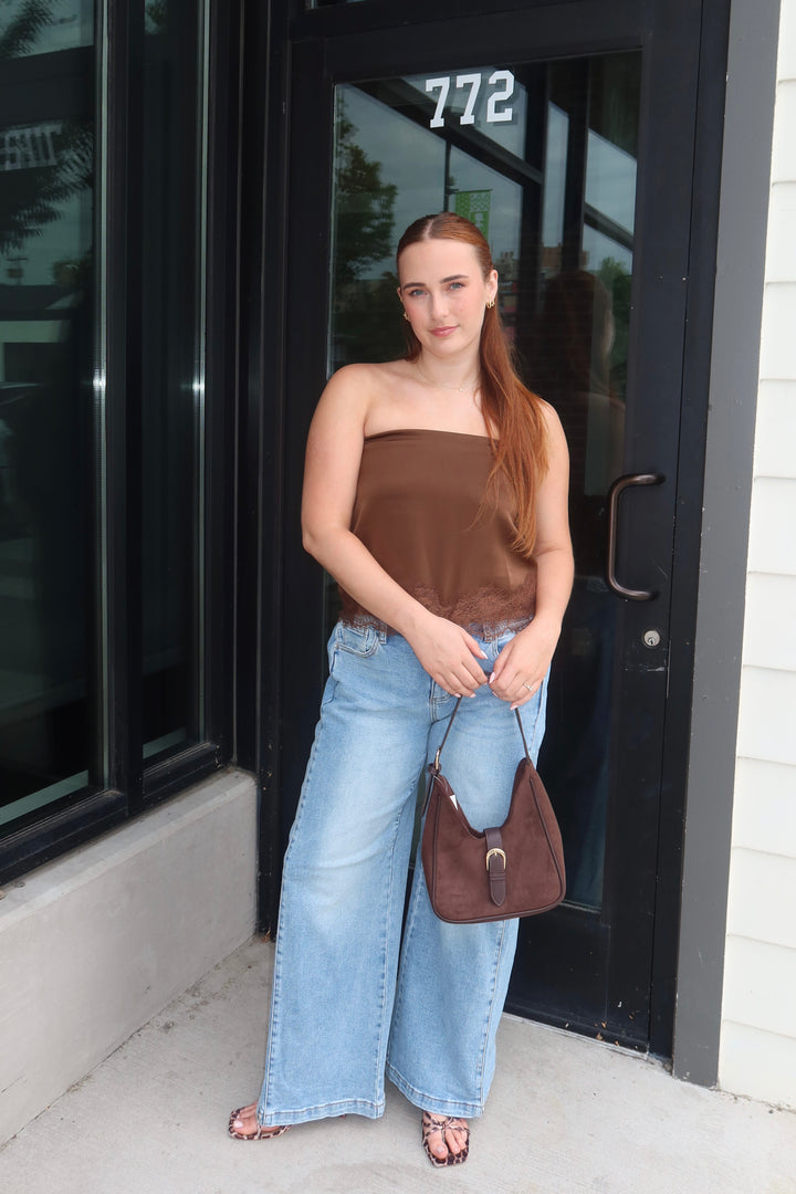 The Darla Lace Tube Top — Chocolate