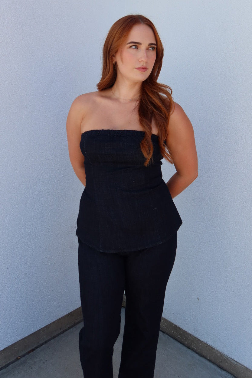 Indigo Denim Bustier Top