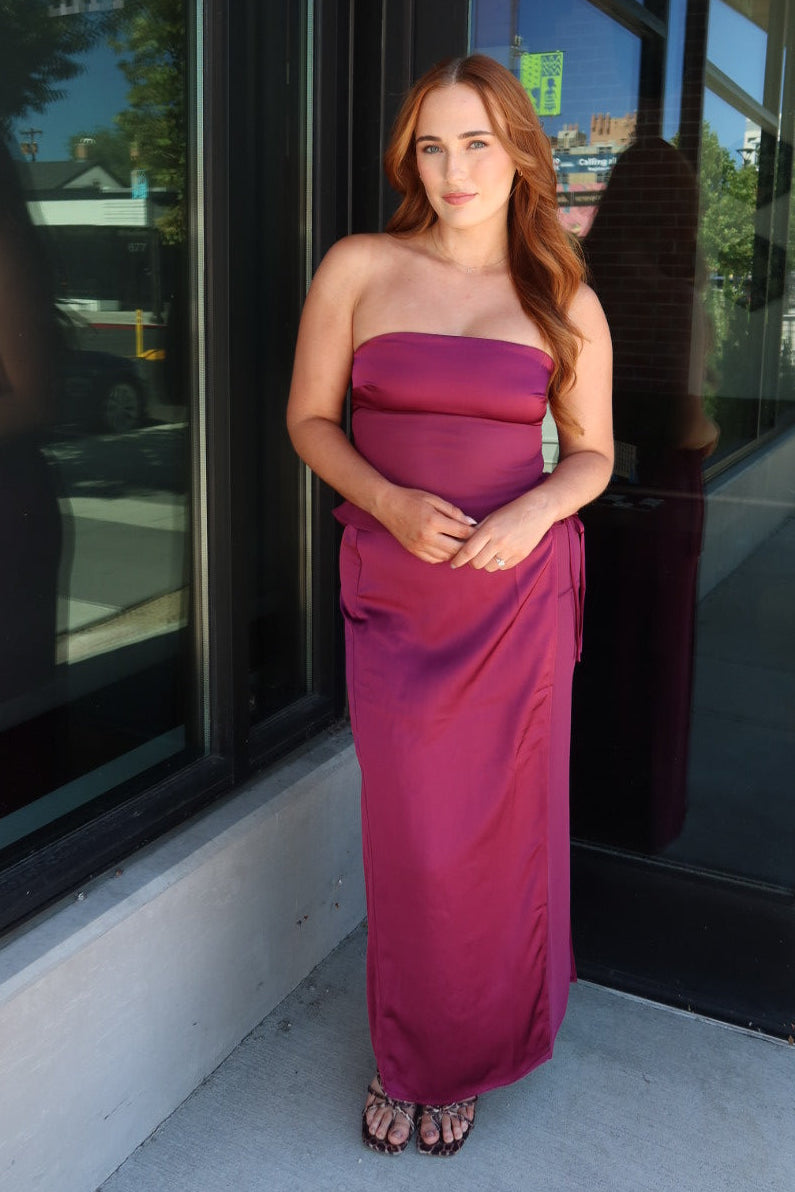Halle Satin Chiffon Maxi Skirt