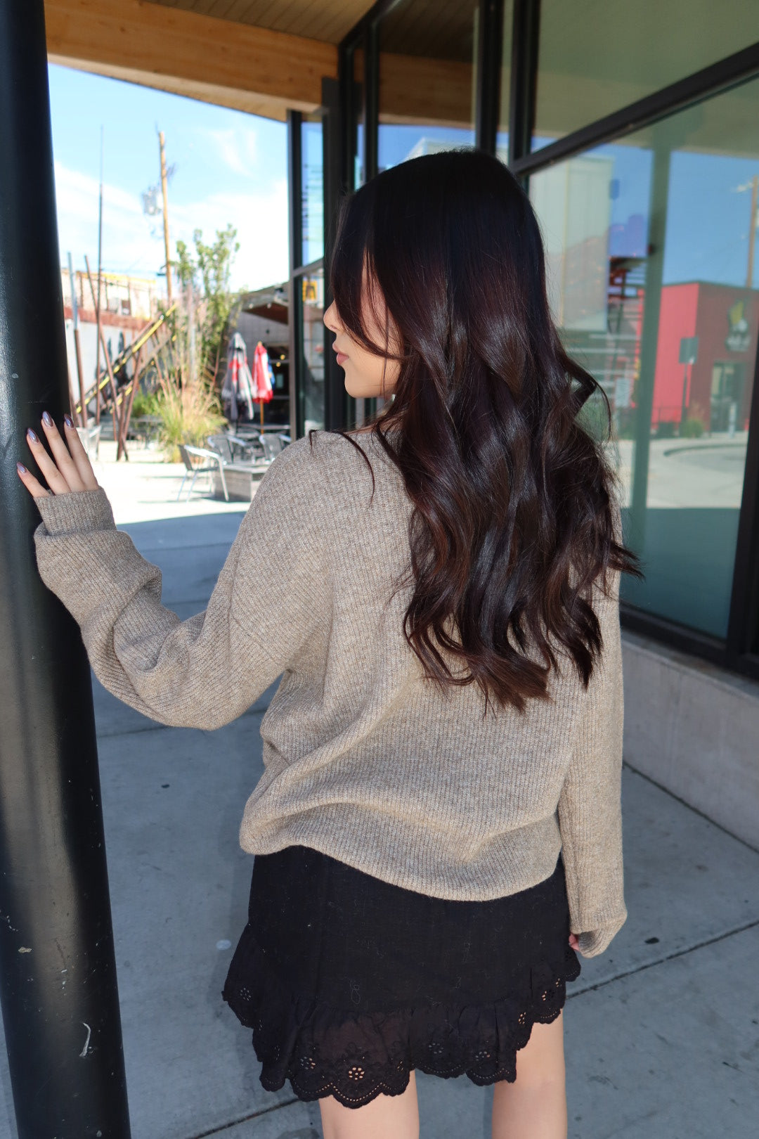 Hudson Ribbed Cardigan- Taupe