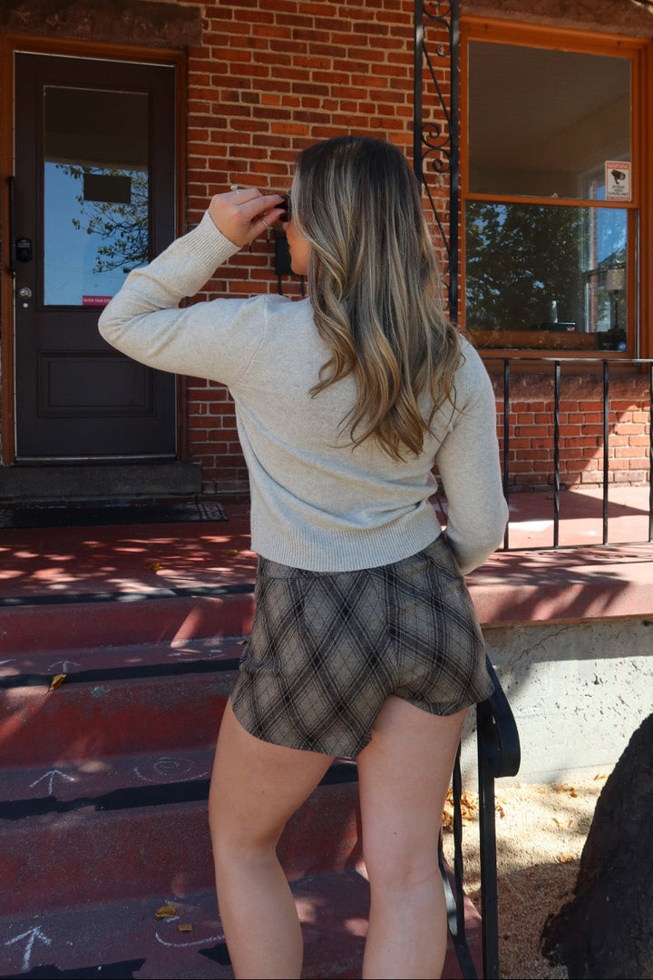 Ember Plaid Tailored Mini Shorts