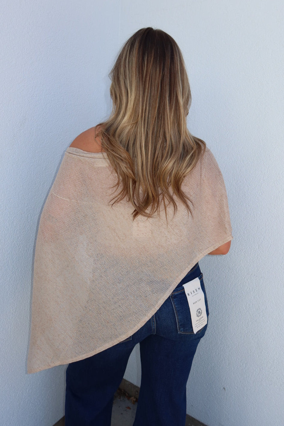 Portofino Sheer Knit Poncho Top - Taupe