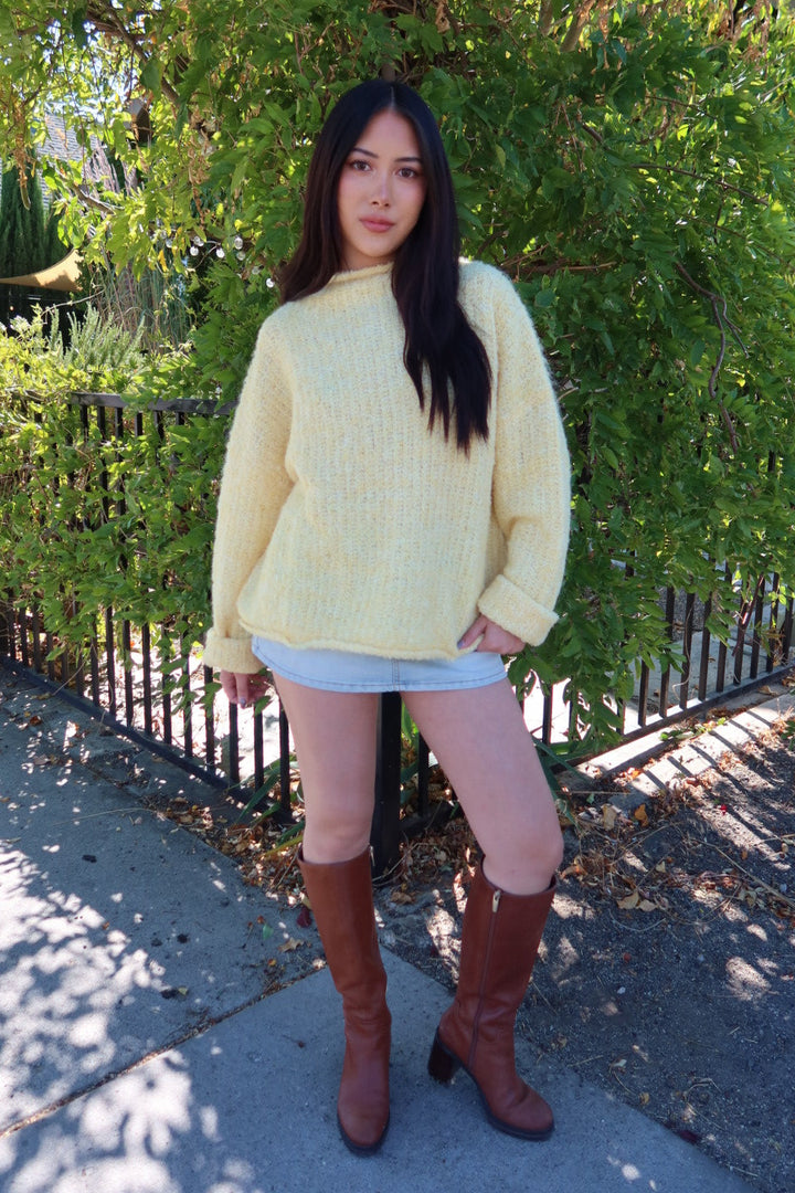 Senzo Mockneck Knit Sweater - Yellow
