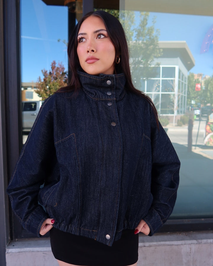 Fiona Boxy Denim Bomber Jacket
