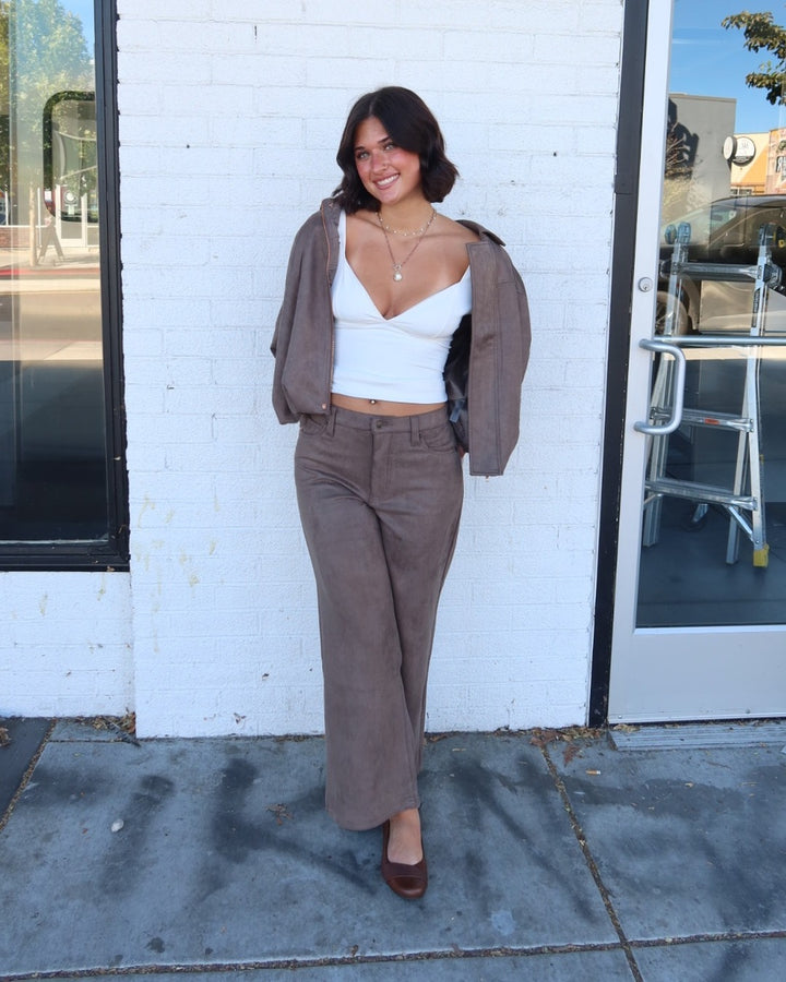 Mojave Faux Suede Wide Leg Pants