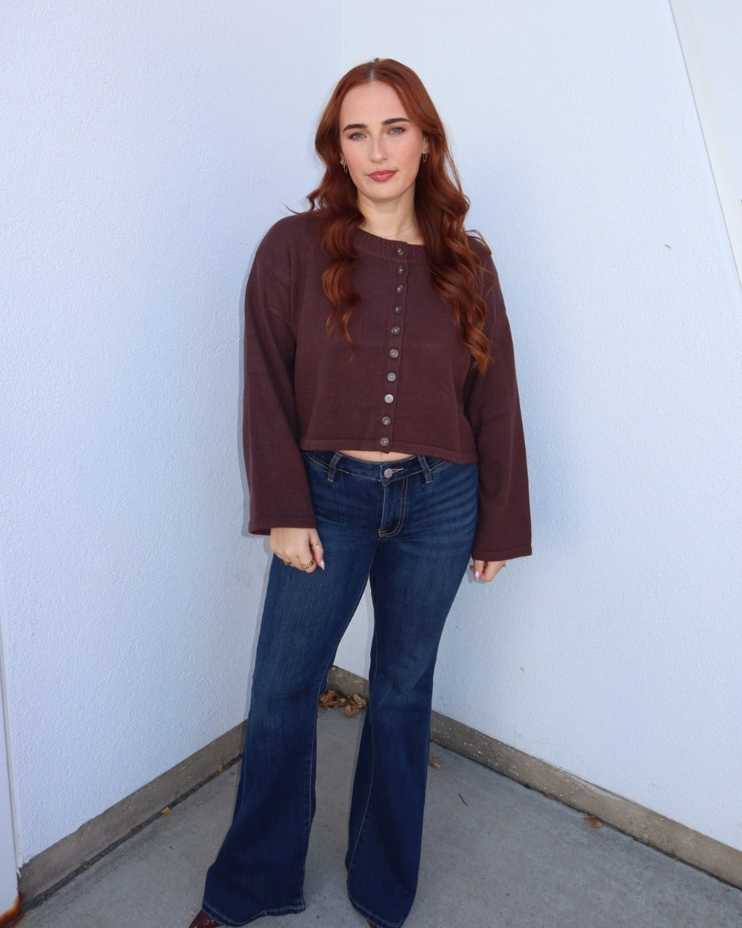 Risen Low Rise V-Waist Flare Jeans - Dark Wash