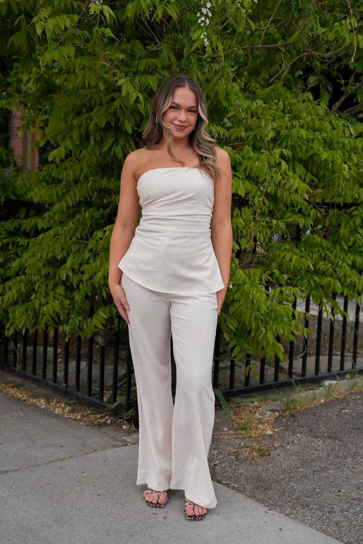 Linen Blend Wide Leg Pants