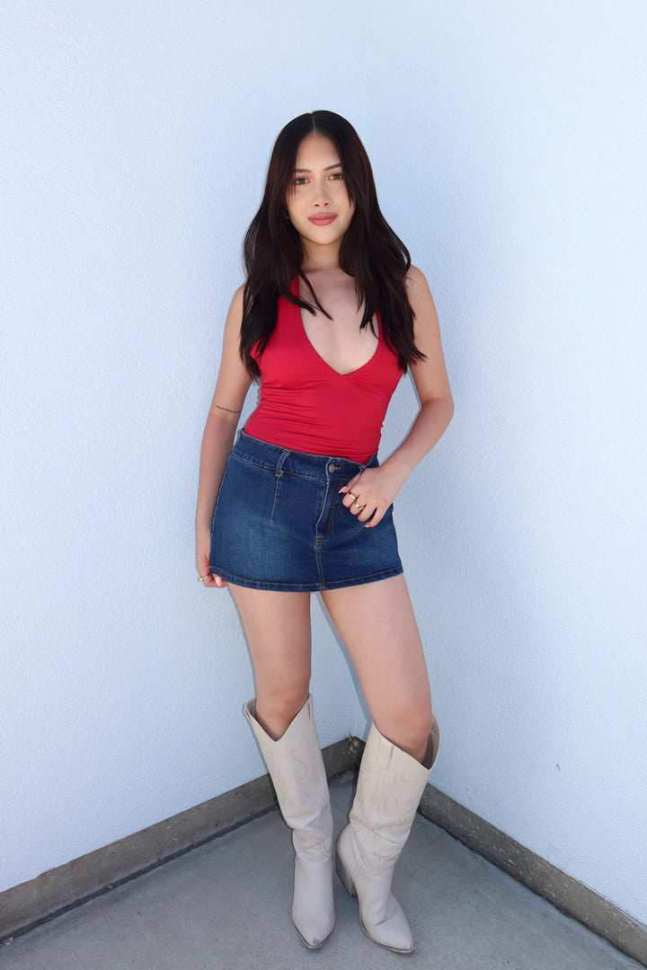 The Siren Halter Bodysuit - Red