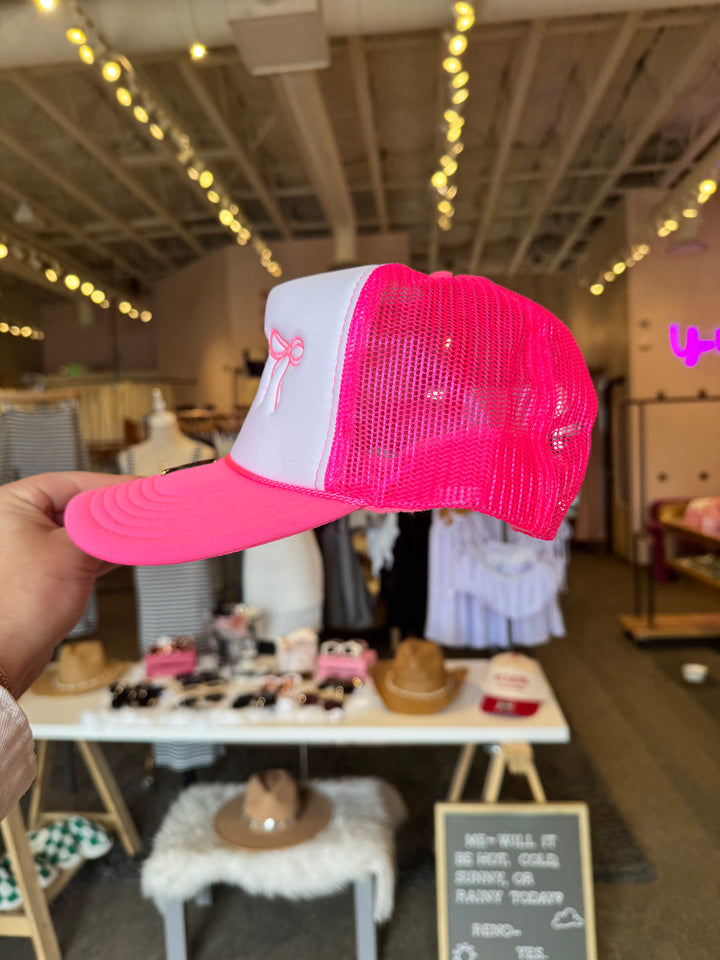 PINK BOW TRUCKER HAT