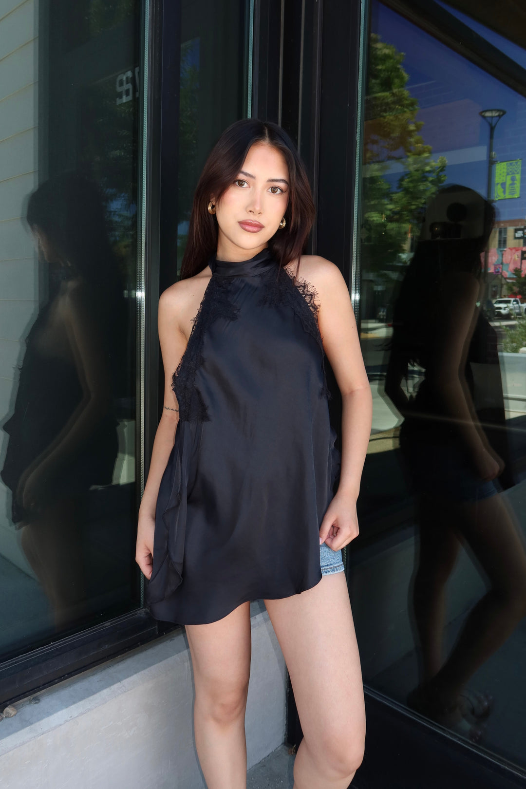 The Noir Lace Halter Top
