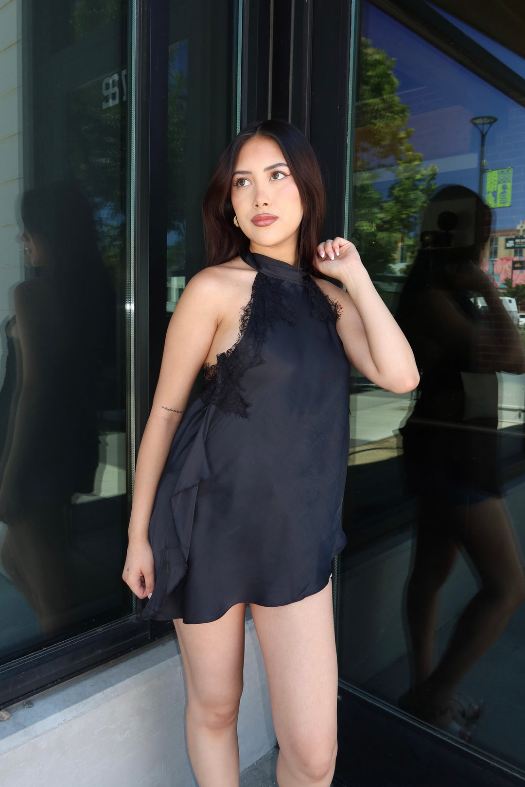 The Noir Lace Halter Top
