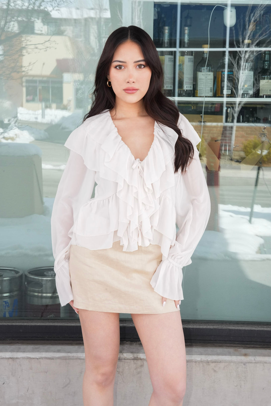 WHISPER OF ROMANCE RUFFLED BLOUSE