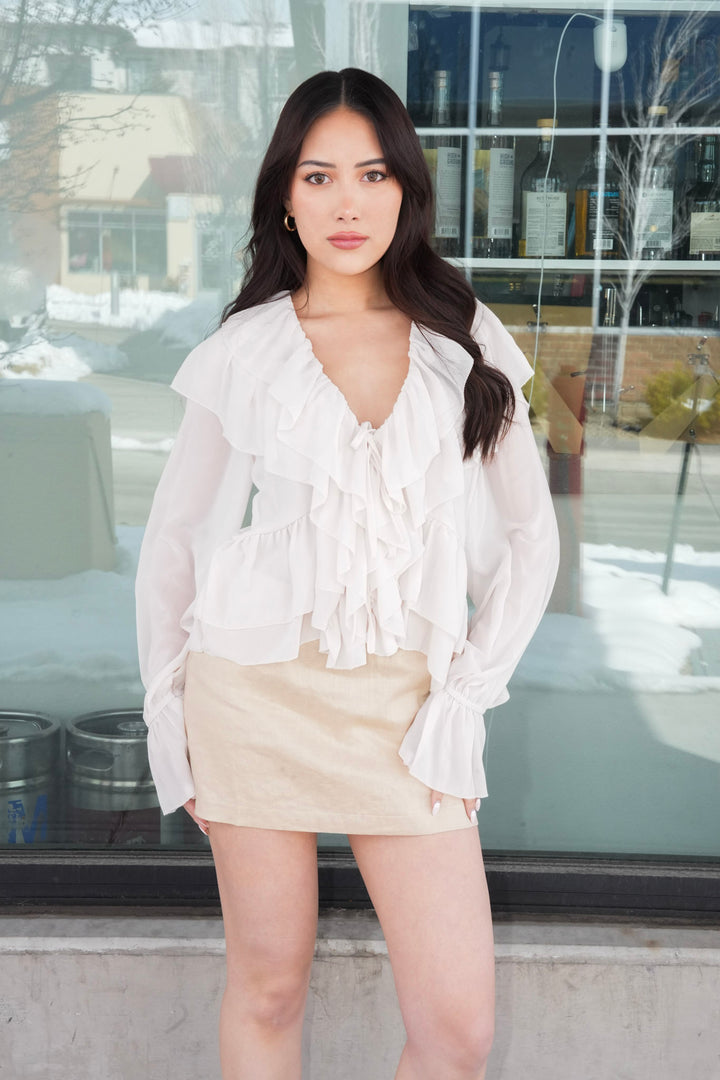 WHISPER OF ROMANCE RUFFLED BLOUSE