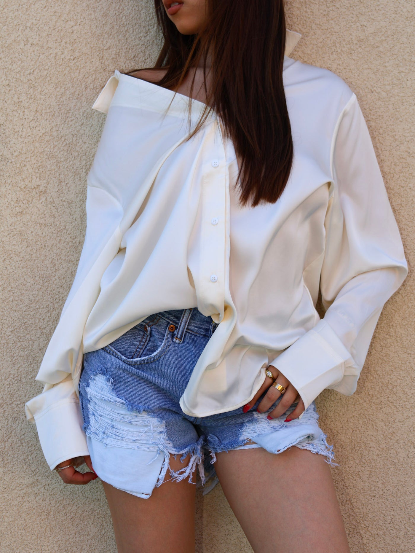 SELENE SATIN BUTTON UP