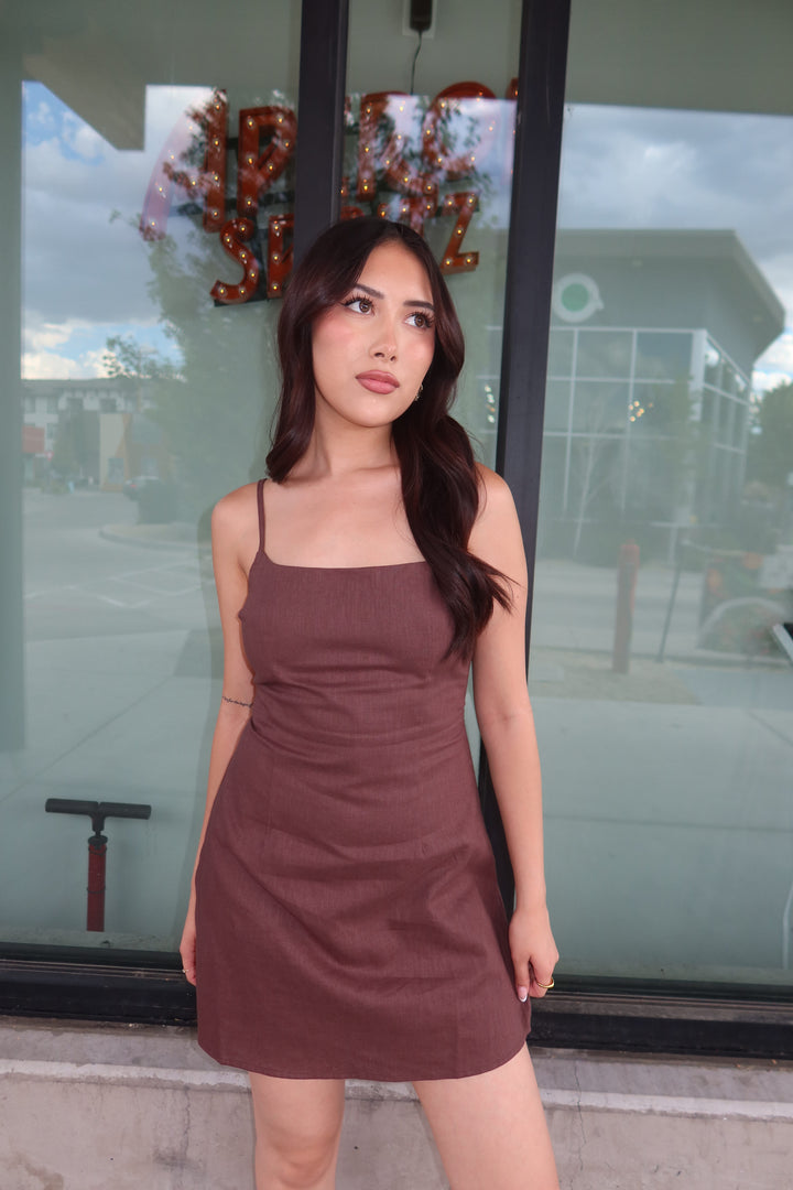 The Cocoa Linen Slip Mini Dress