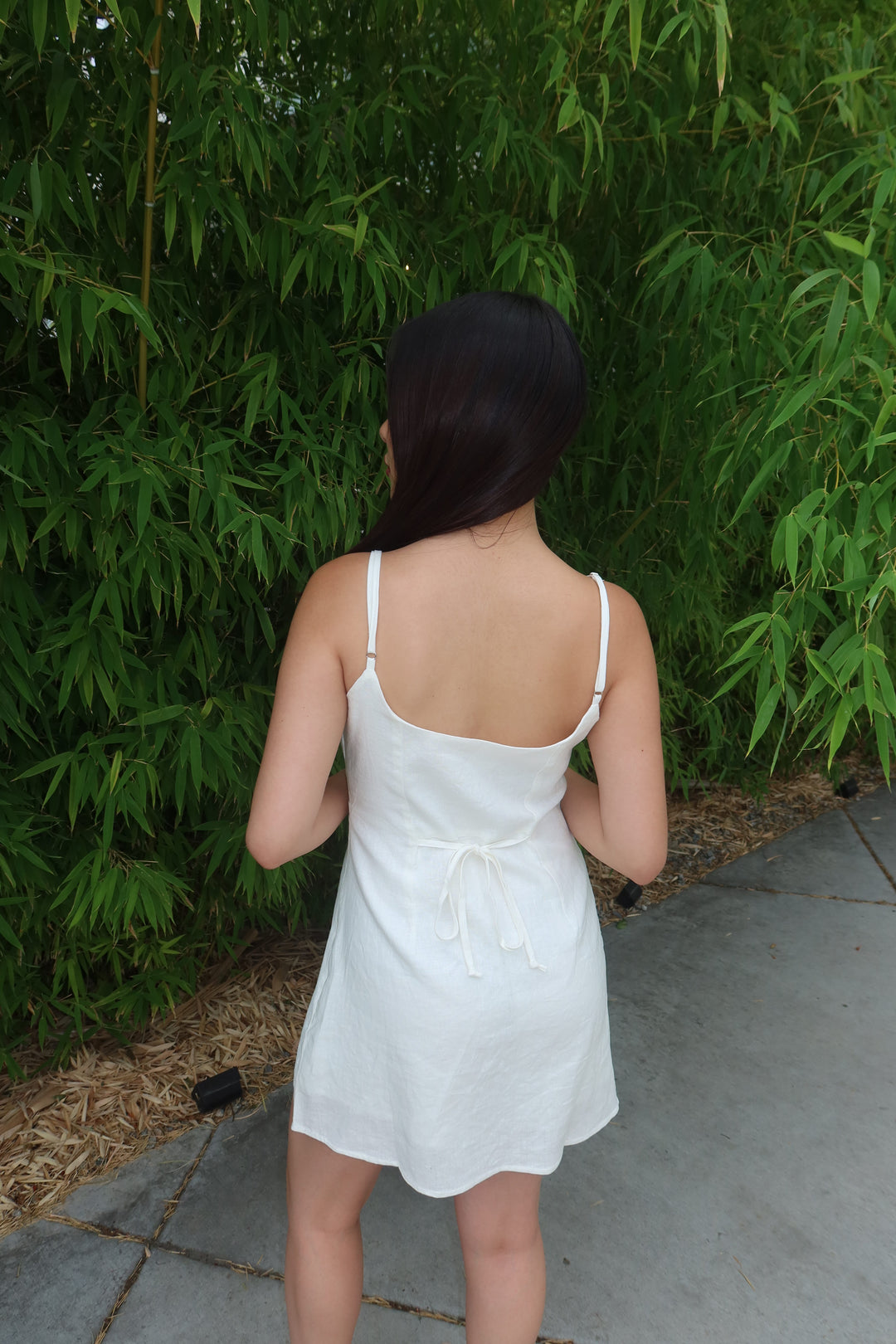 The Ivory Linen Slip Mini Dress — White