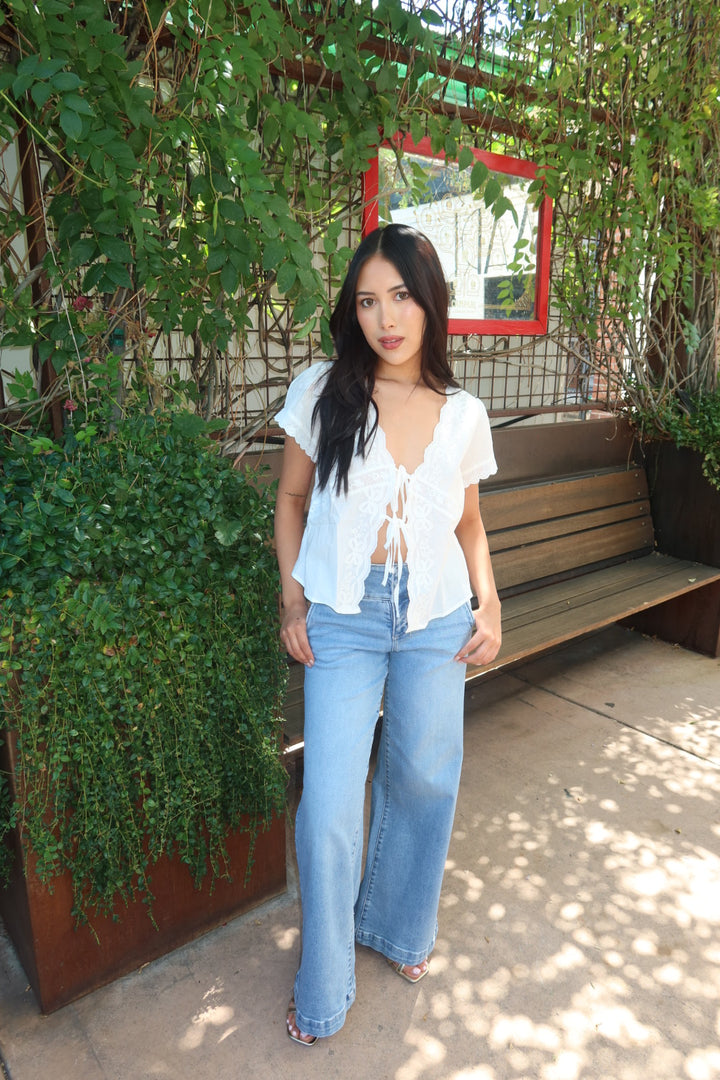 The Risen Wide Waistband Wide Leg Jean — Light Wash