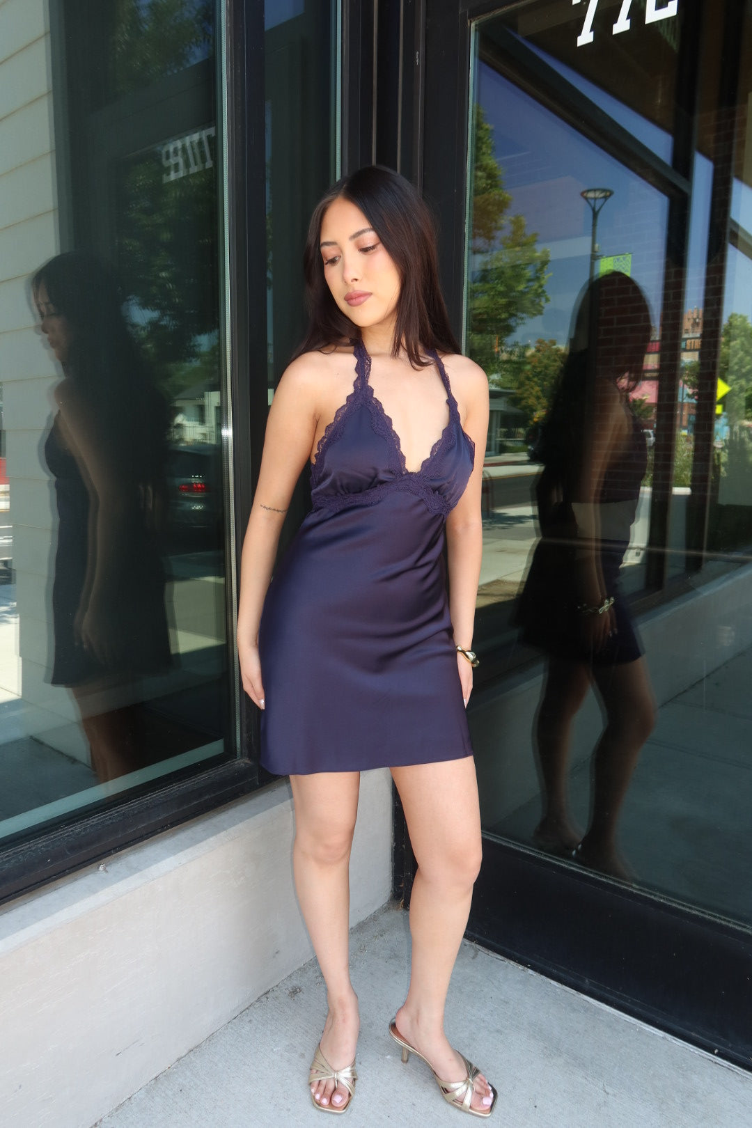 Koletta Satin Lace Mini Dress