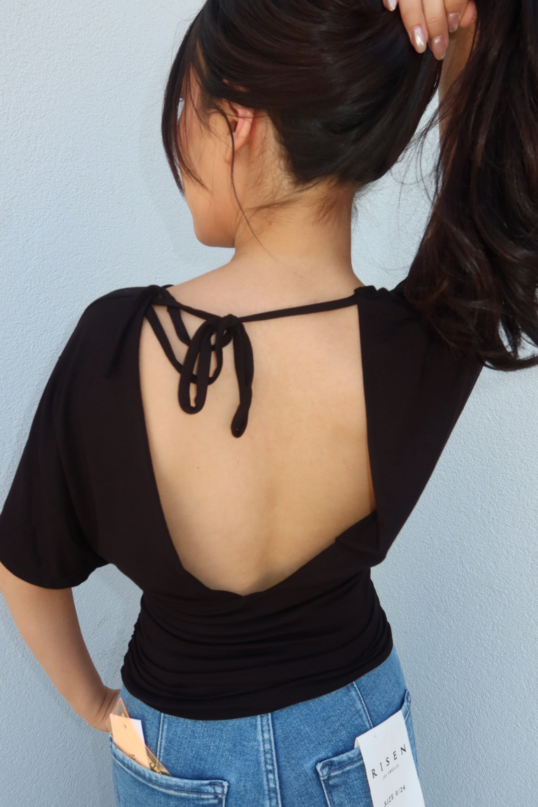 Simone Short Sleeve V-Neck Top - Black