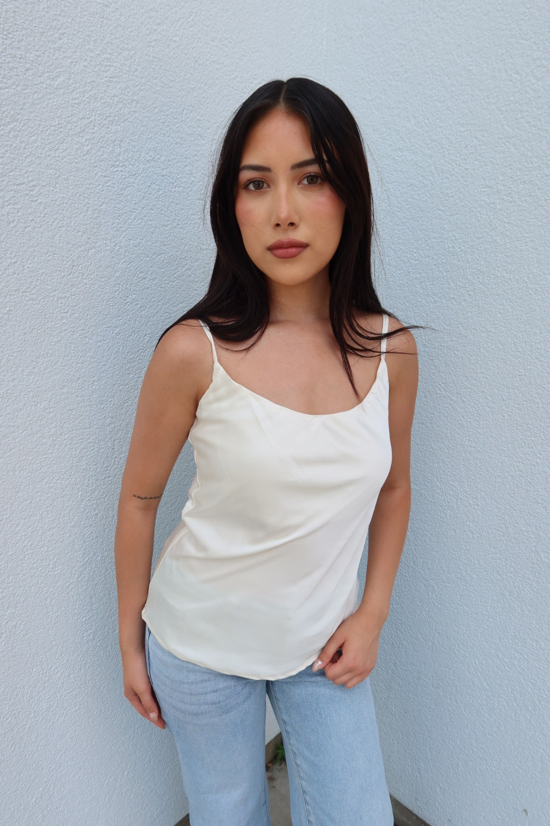 Blaire Satin Basic Cami - Cream