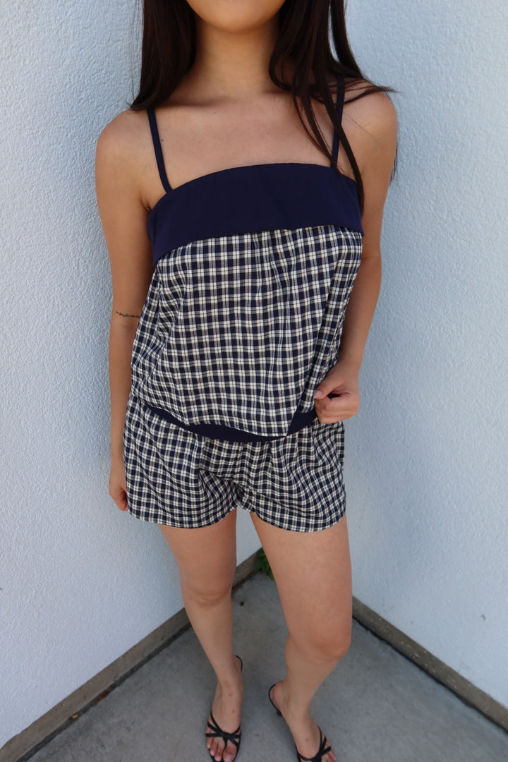 Deanna Gingham Contrast Top