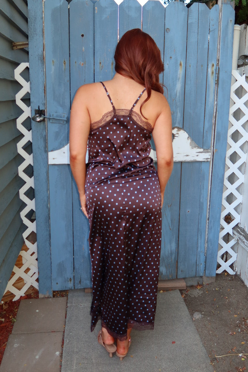Iris Polka Dot Printed Skirt - Brown