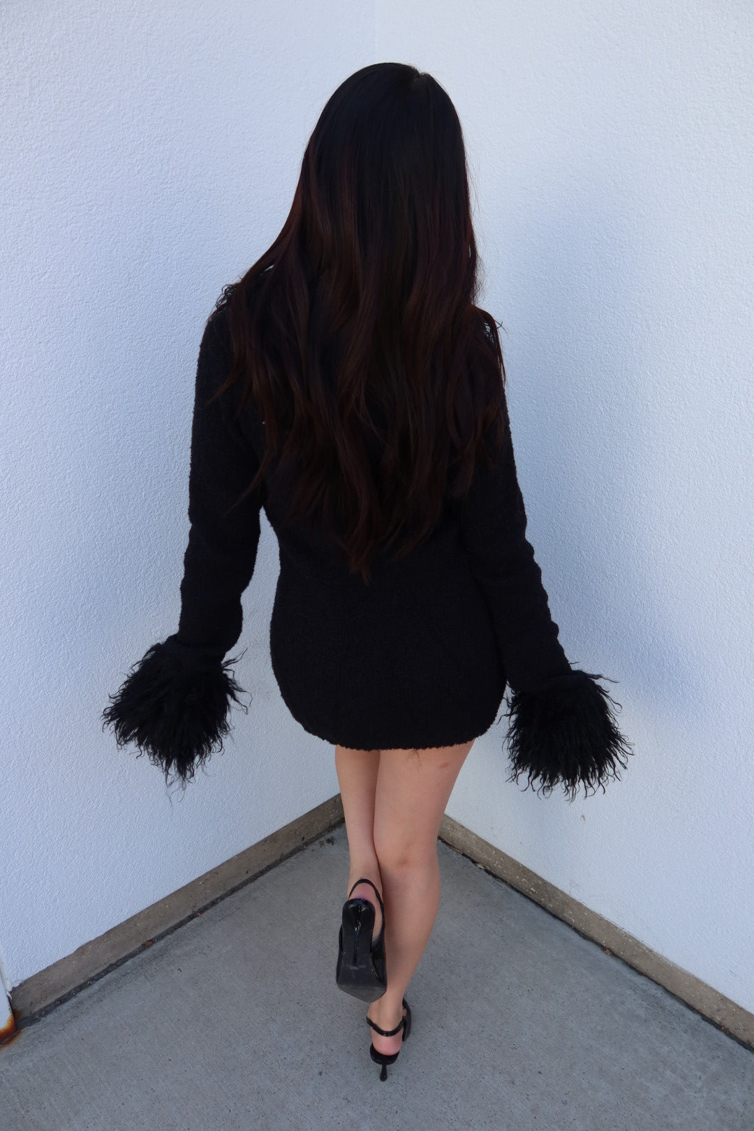 Luxe Fur Cardigan - Black