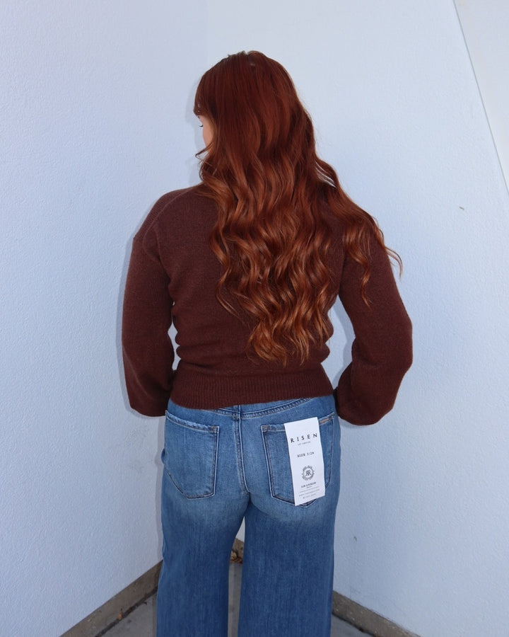 Rylie V-Neck Sweater - Brown