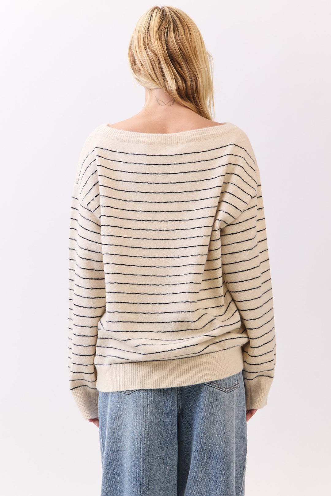 NAUTICAL STRIPED BOAT NECK SWEATER