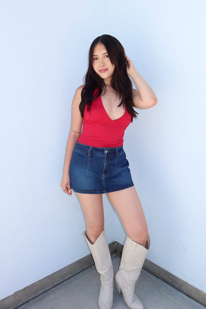 The Siren Halter Bodysuit - Red