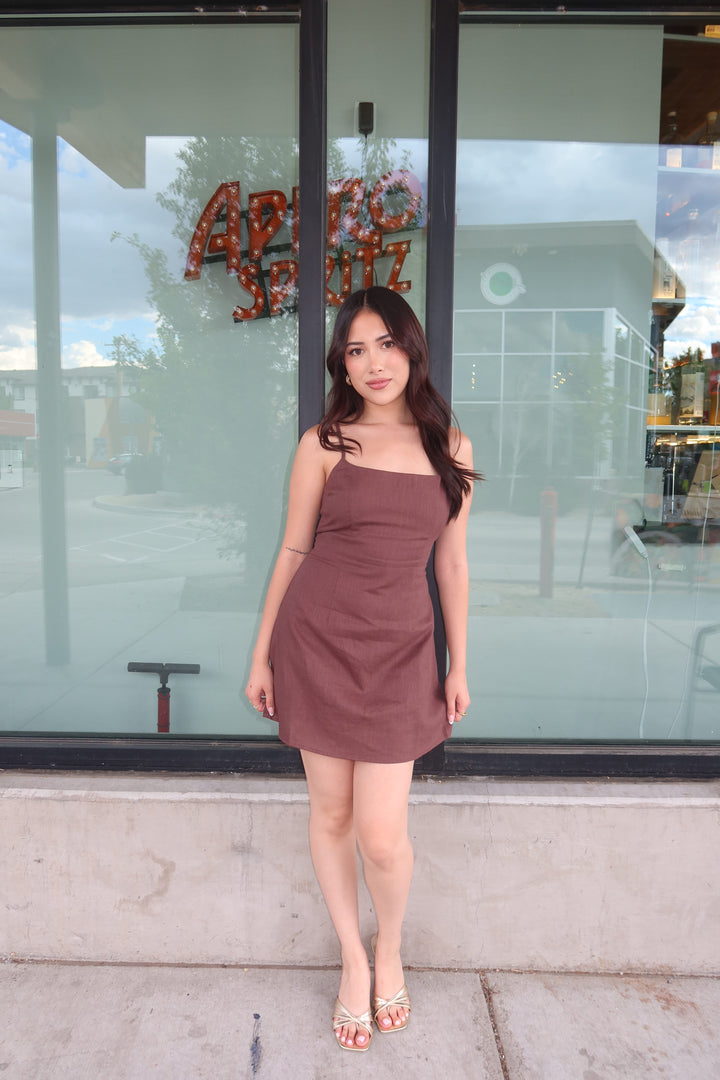 The Cocoa Linen Slip Mini Dress