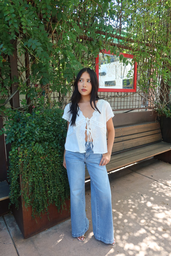 The Risen Wide Waistband Wide Leg Jean — Light Wash
