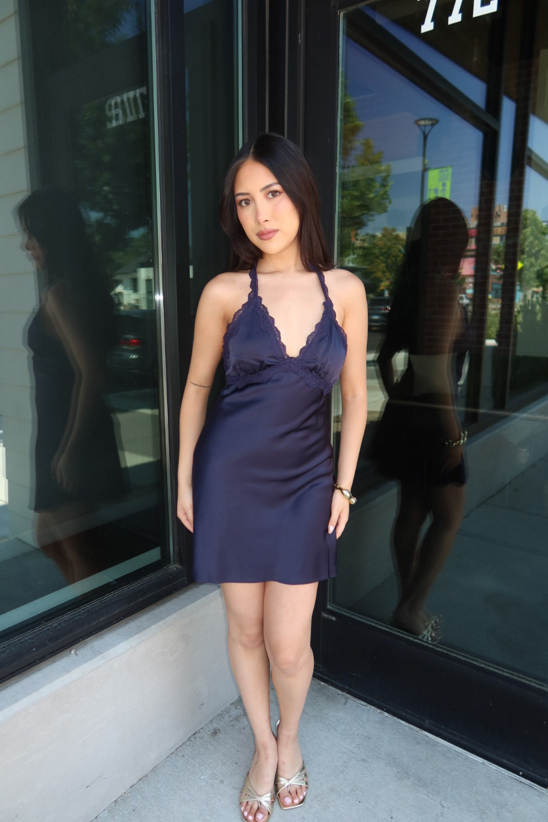 Koletta Satin Lace Mini Dress