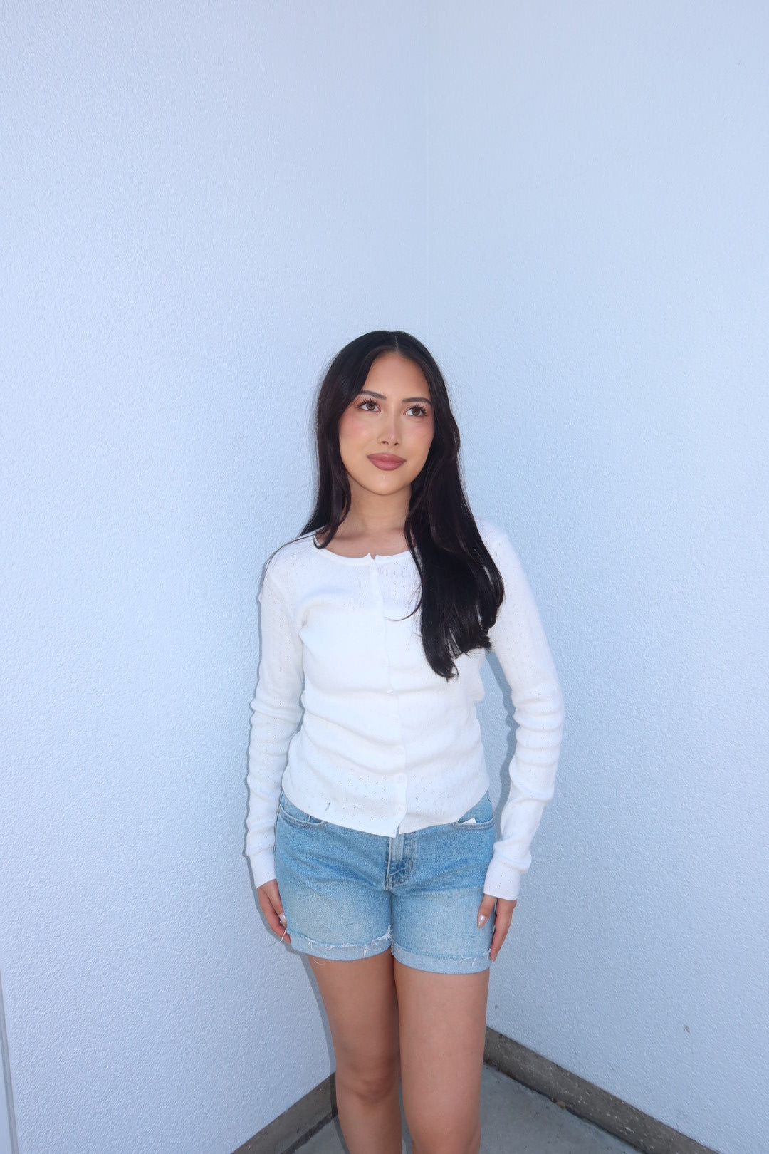 Lisa Pointelle Button Up Cardigan