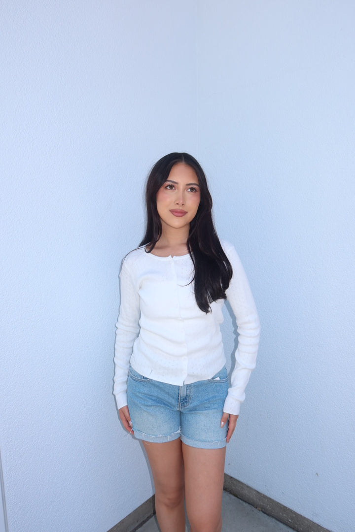 Lisa Pointelle Button Up Cardigan