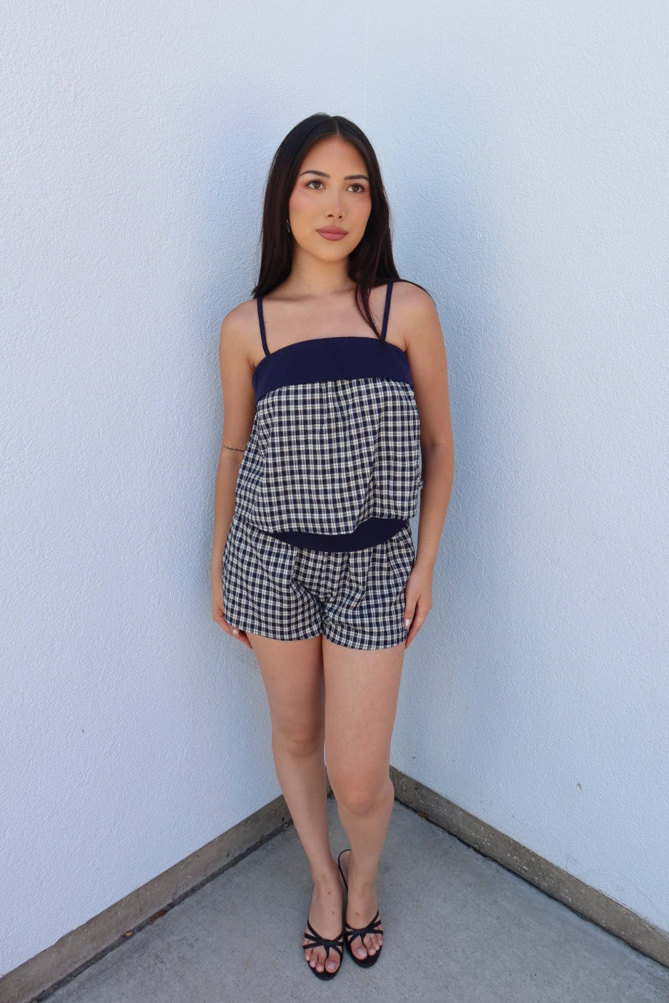 Deanna Gingham Contrast Top