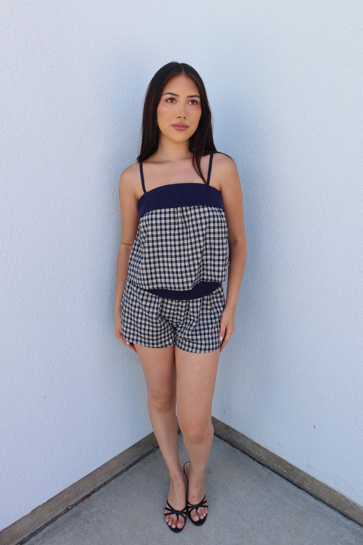 Deanna Gingham Contrast Top
