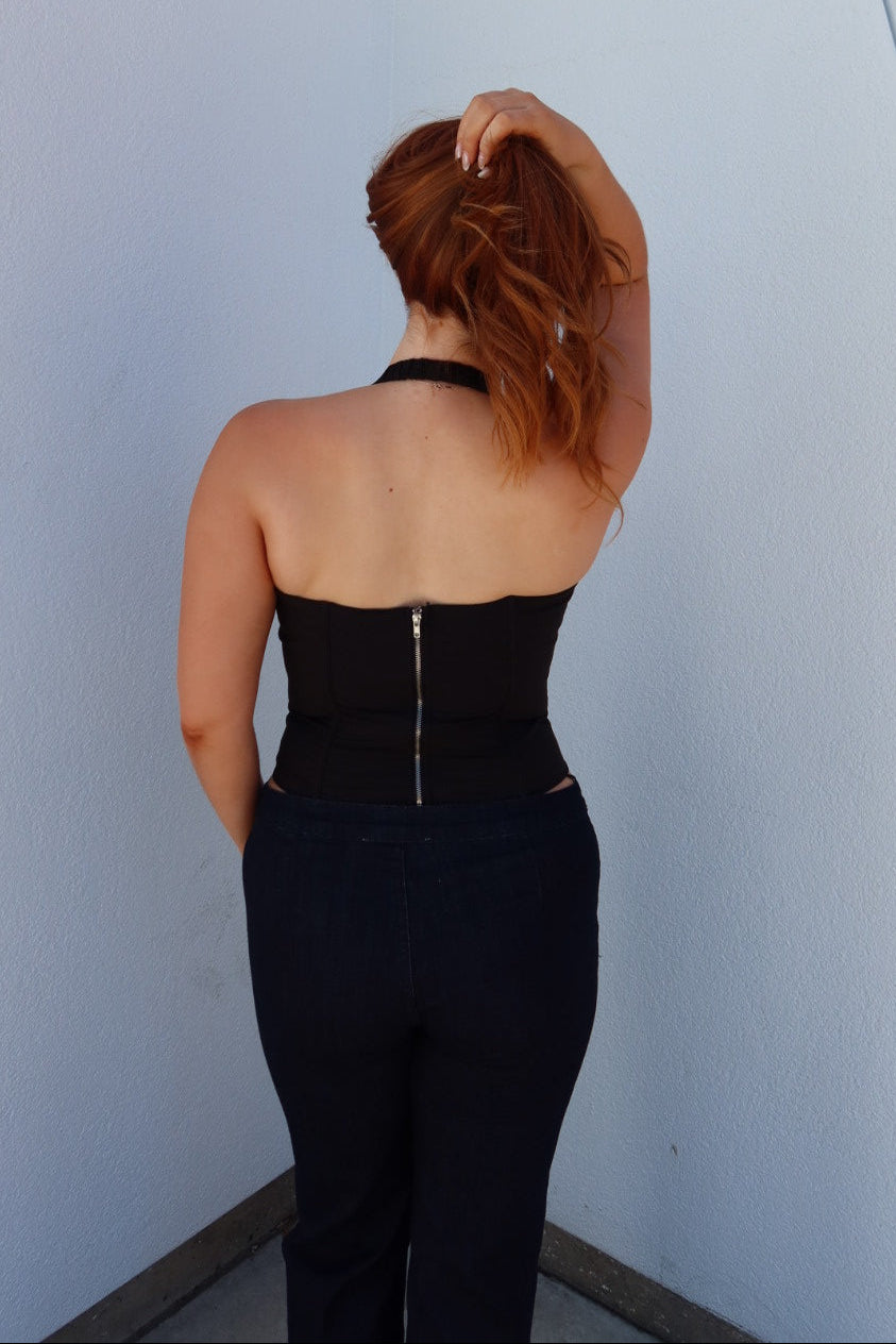 Horizon Halter Bustier Top — Black
