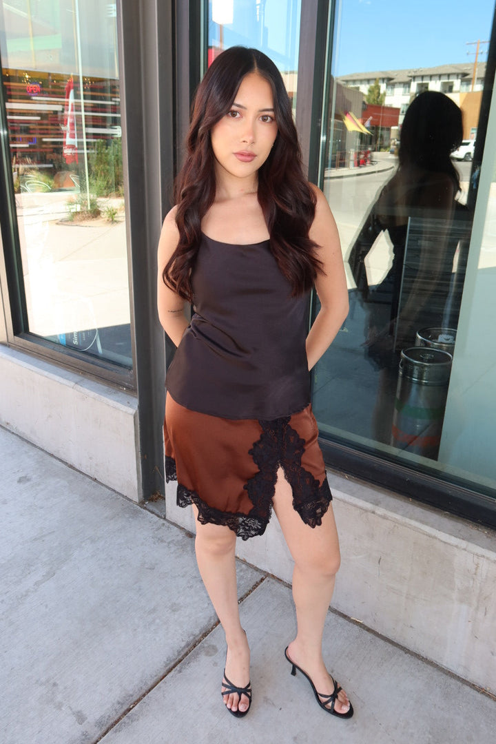 Alfonzo Lace Hem Mini Skirt
