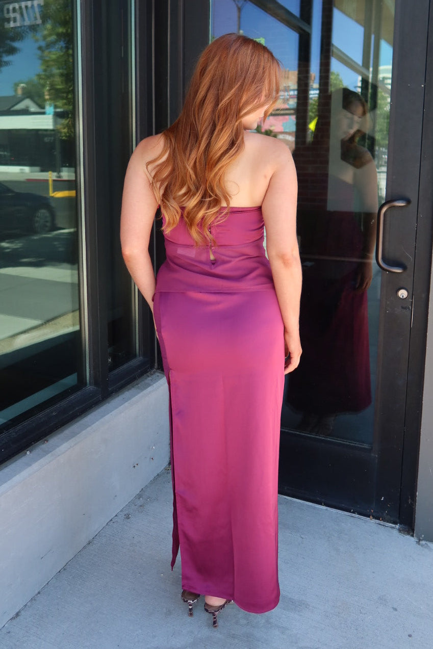 Halle Satin Chiffon Maxi Skirt